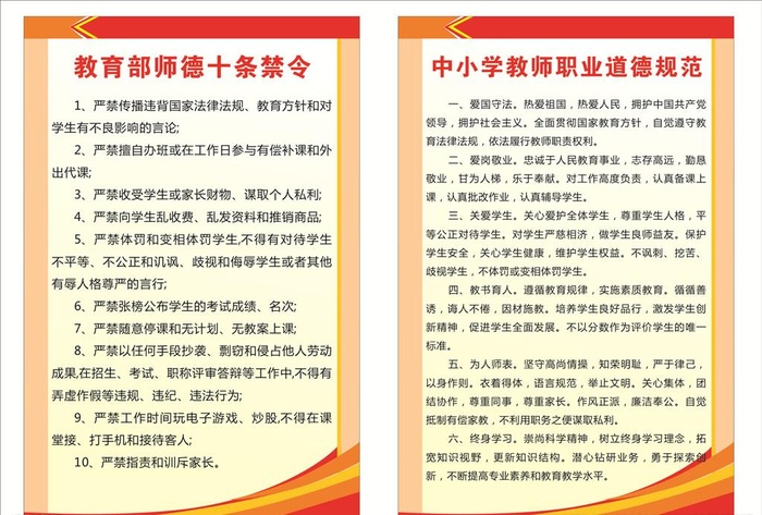 教育部十条禁令图片cdr矢量模版下载