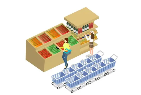 卡通矢量超市购物元素图片