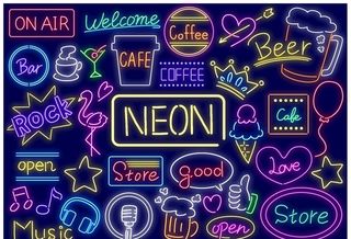 卡通可爱霓虹灯图案咖啡酒吧招牌图片