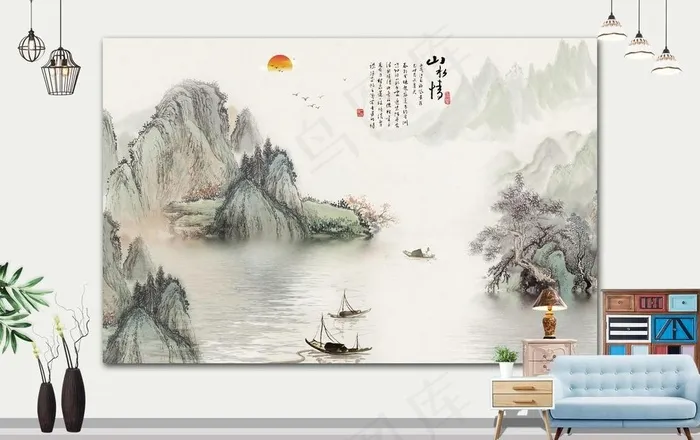 山水画 图片(7800x5150)psd模版下载