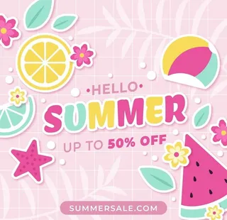 夏天西瓜柠檬打折元素图片