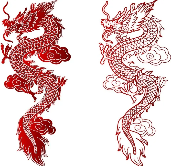 中国龙剪纸矢量图片