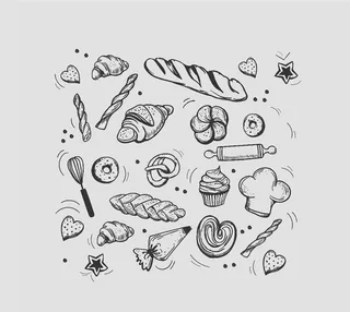 纸杯蛋糕烘焙美食小面包矢量素材图片