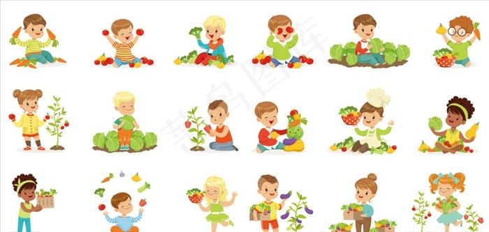拿蔬菜小孩图片