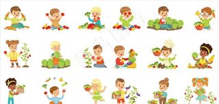 拿蔬菜小孩图片