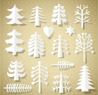 白色剪纸圣诞树图片