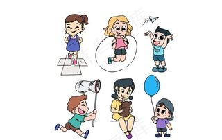 小孩子玩耍矢量手绘图片