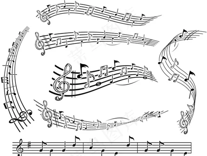 音乐五线谱矢量图片