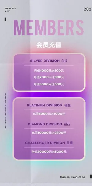 酒吧夜店会员充值海报图片
