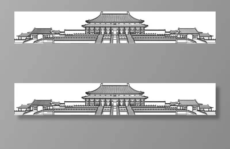 宫殿线条图片ai矢量模版下载