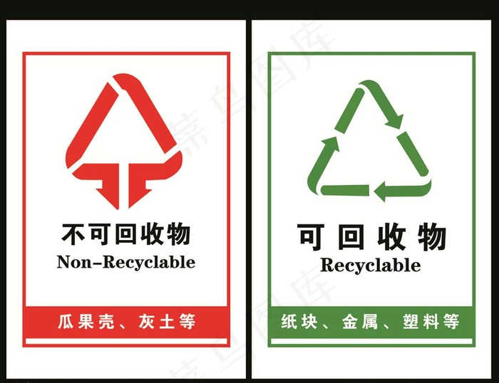 垃圾可回收物 不可回收物标识牌图片