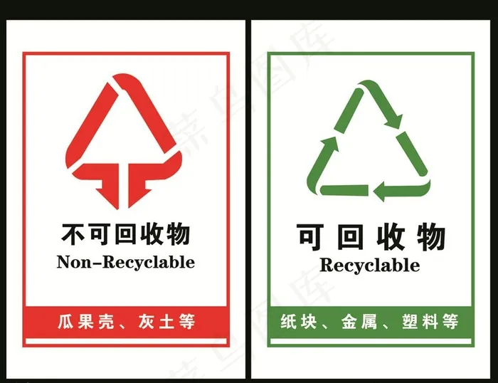 垃圾可回收物 不可回收物标识牌图片