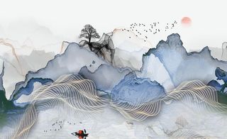 新中式山水画图片