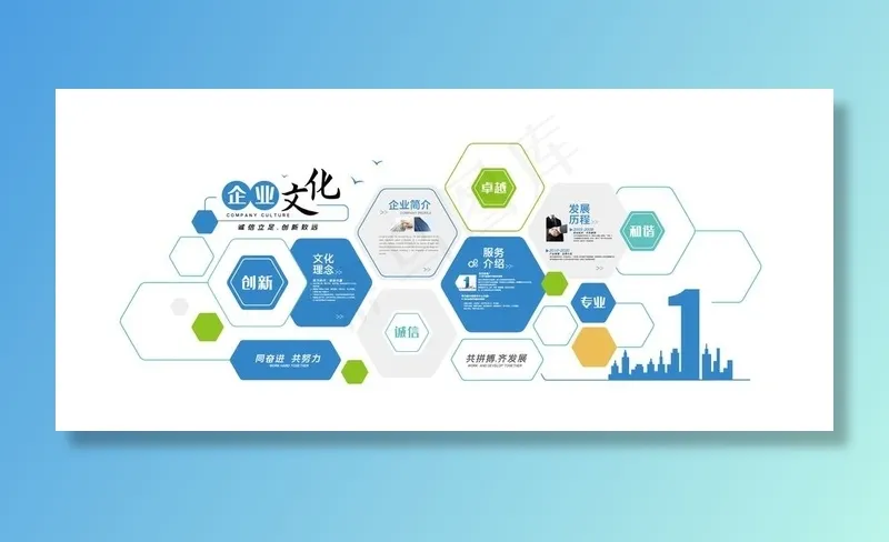 企业文化墙图片ai矢量模版下载