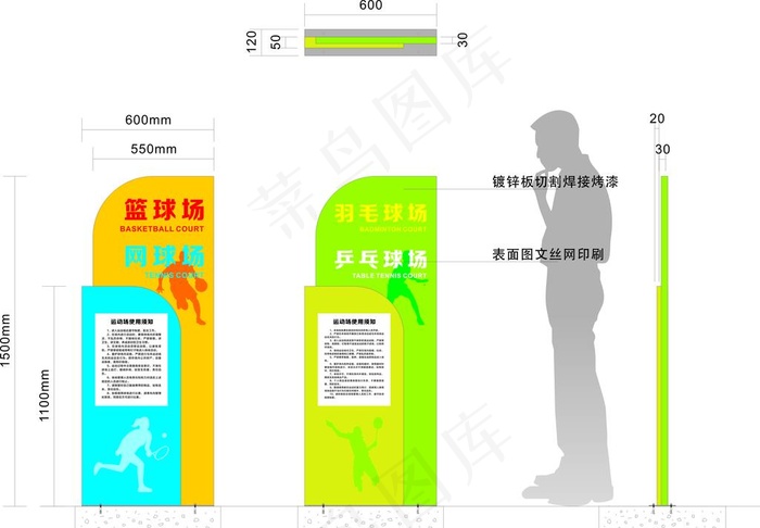 篮球场 羽毛球场 使用须知图片cdr矢量模版下载