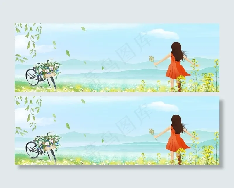 春天背景图片psd模版下载