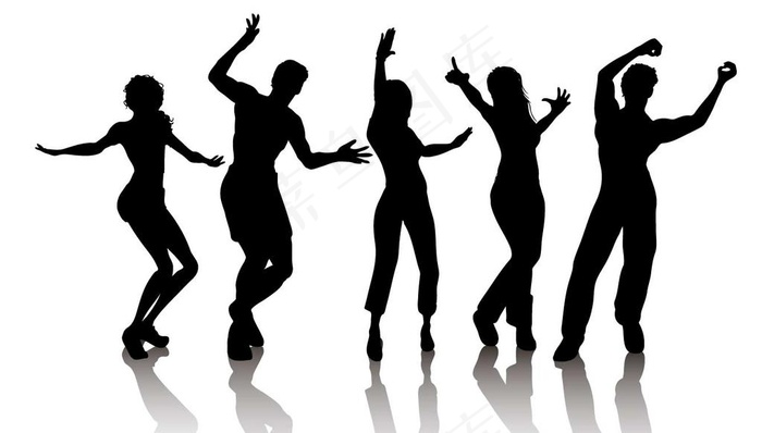 跳舞男女剪影图片