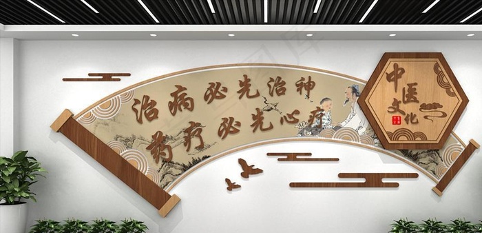 中医医疗文化墙图片cdr矢量模版下载