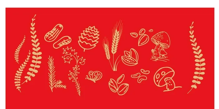 新年五谷丰收线条元素图片ai矢量模版下载