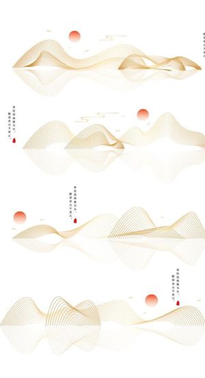 中国风金线山水矢量线条祥图片