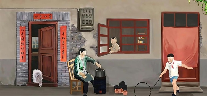 怀旧 复古 童年 滚铁环图片