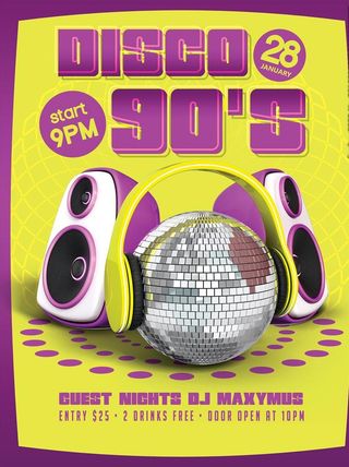 90后迪斯科激情派对海报图片