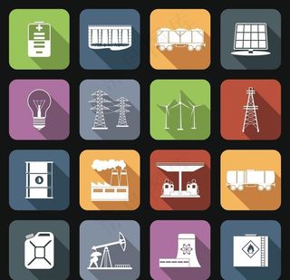 16个精致剪影能源电力矢量图标图片