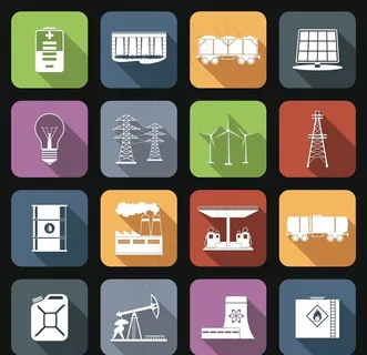 16个精致剪影能源电力矢量图标图片 16个精致剪影能源电力矢量图标图片