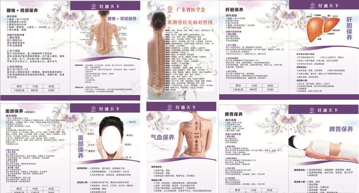 腰椎 颈椎 面部 肝胆保养经络图片cdr矢量模版下载