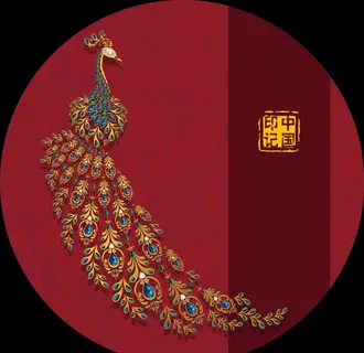 国潮元素圆形装饰国画图片