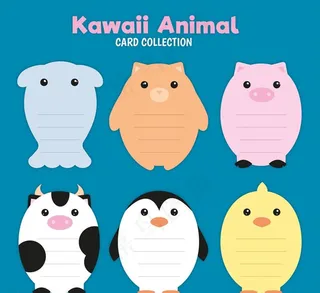 6款卡通动物形状空白便利贴图片