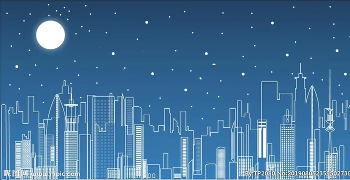 简约手绘线条城市图片