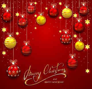 红色圣诞节圣诞球装饰背景图片