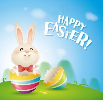 卡通彩蛋兔子矢量图片