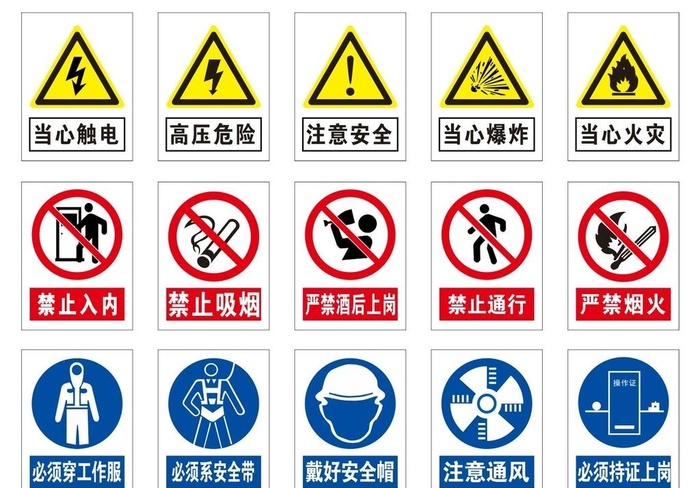 工地禁止当心必须警示牌图片