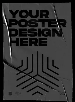 褶皱海报样机图片