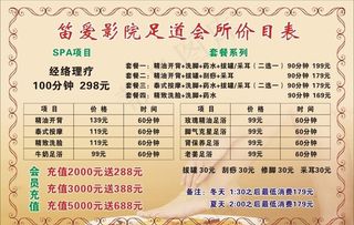 价目表图片