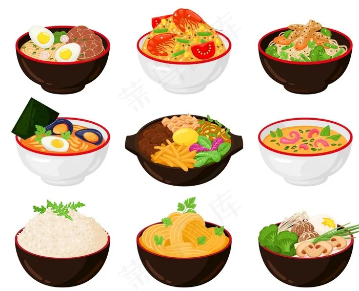 美食拉面矢量图图片