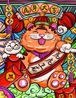 国潮虎年插画图片 国潮虎年插画图片