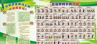 篮球场上时间及裁判手势展板图片