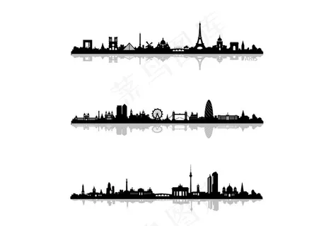 黑色建筑剪影图片