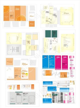 化妆品模型与包装矢量图图片