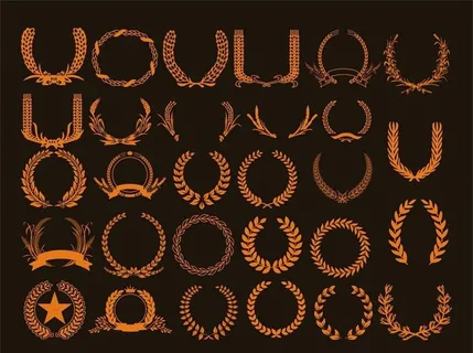 矢量麦穗 奖章稻穗花边图片