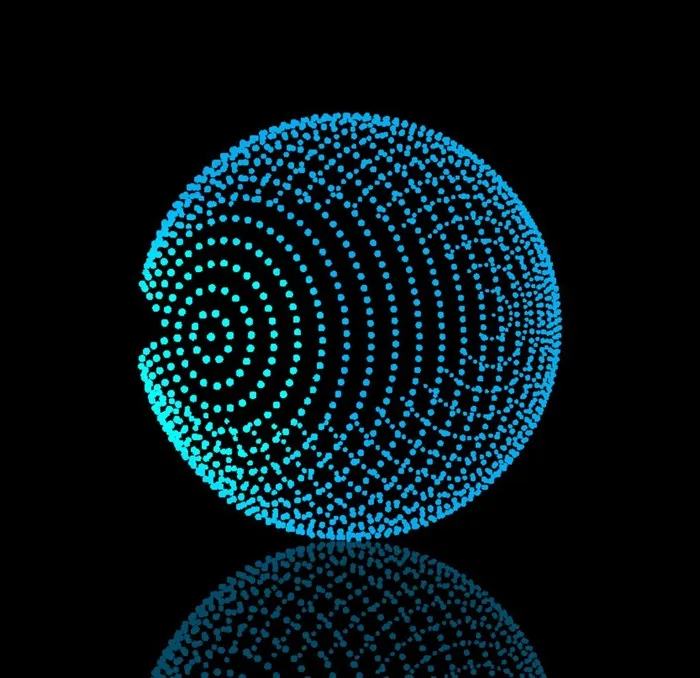 蓝色的科技风圆点球星倒影立体背图片
