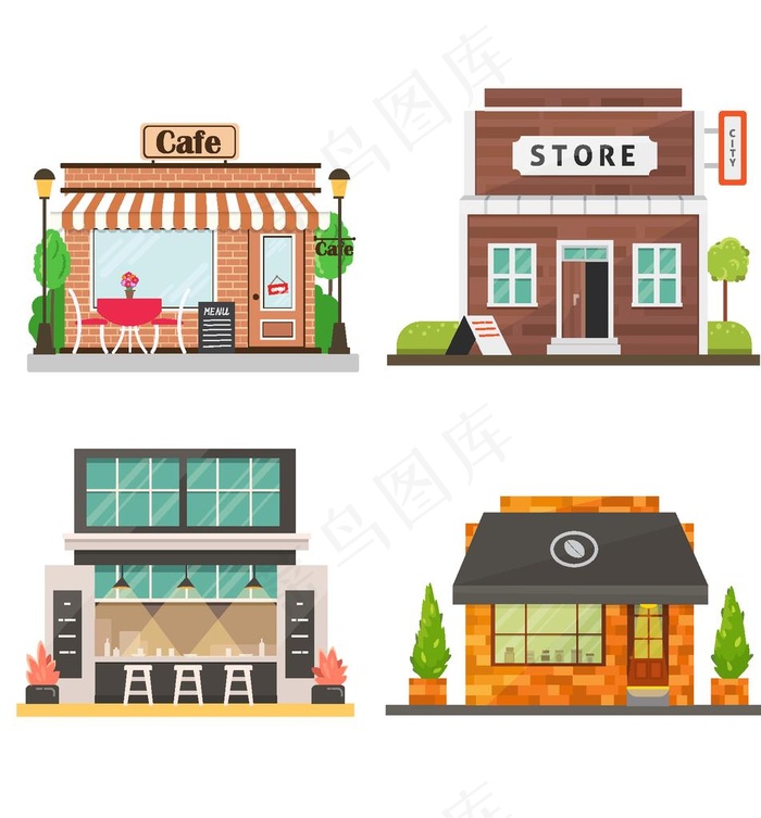 手绘卡通商店图片