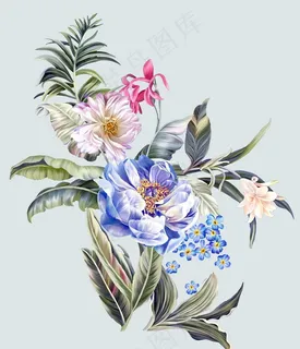 数码印花水彩花抽象花卉水彩花图片