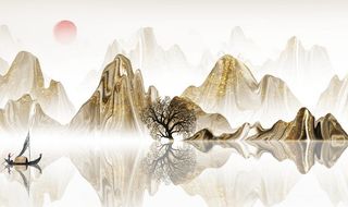 古风水墨山水画 图片