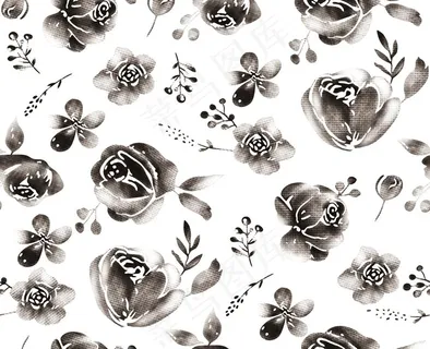 手绘灰色花图片