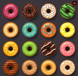 甜甜圈插画图片