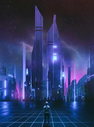 赛博朋克城市背景图片